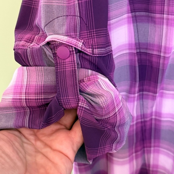 Deluth women’s Purple Plaid Button-Up Shirt size 4x nylon moisture wicking - Picture 10 of 14